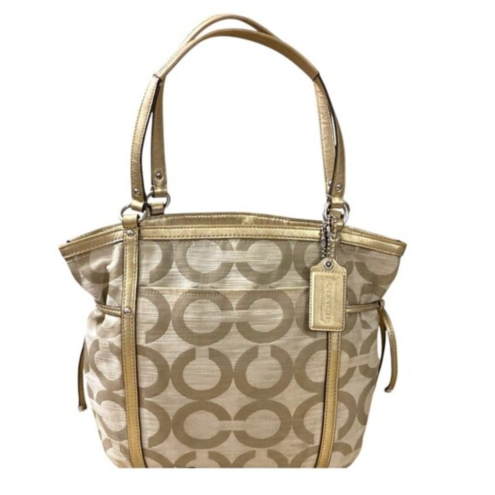COACH Audrey Opt Art Canvas & Leather Cinched Tote  -  19572
